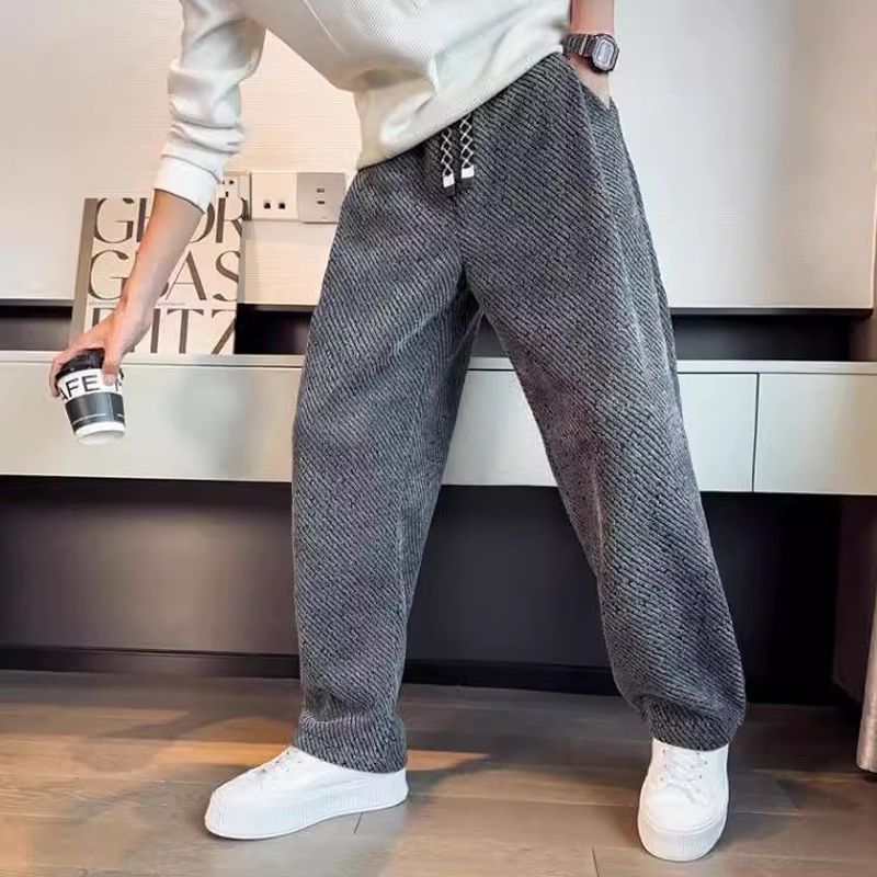 Men's Pants Straight Leg Structured Fabric Elastic Waist Comfortable Fit