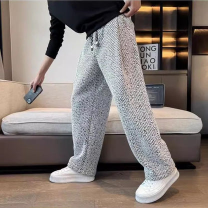 Men's Pants Straight Leg Structured Fabric Elastic Waist Comfortable Fit