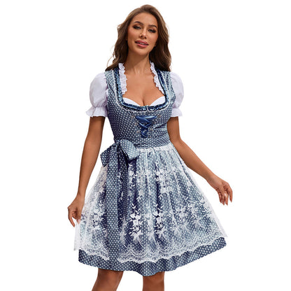 Rückansicht des kurzen Damen-Dirndls mit Schnürung