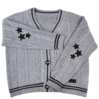 Damen Cardigan mit feinen Sternapplikationen am Strickmuster