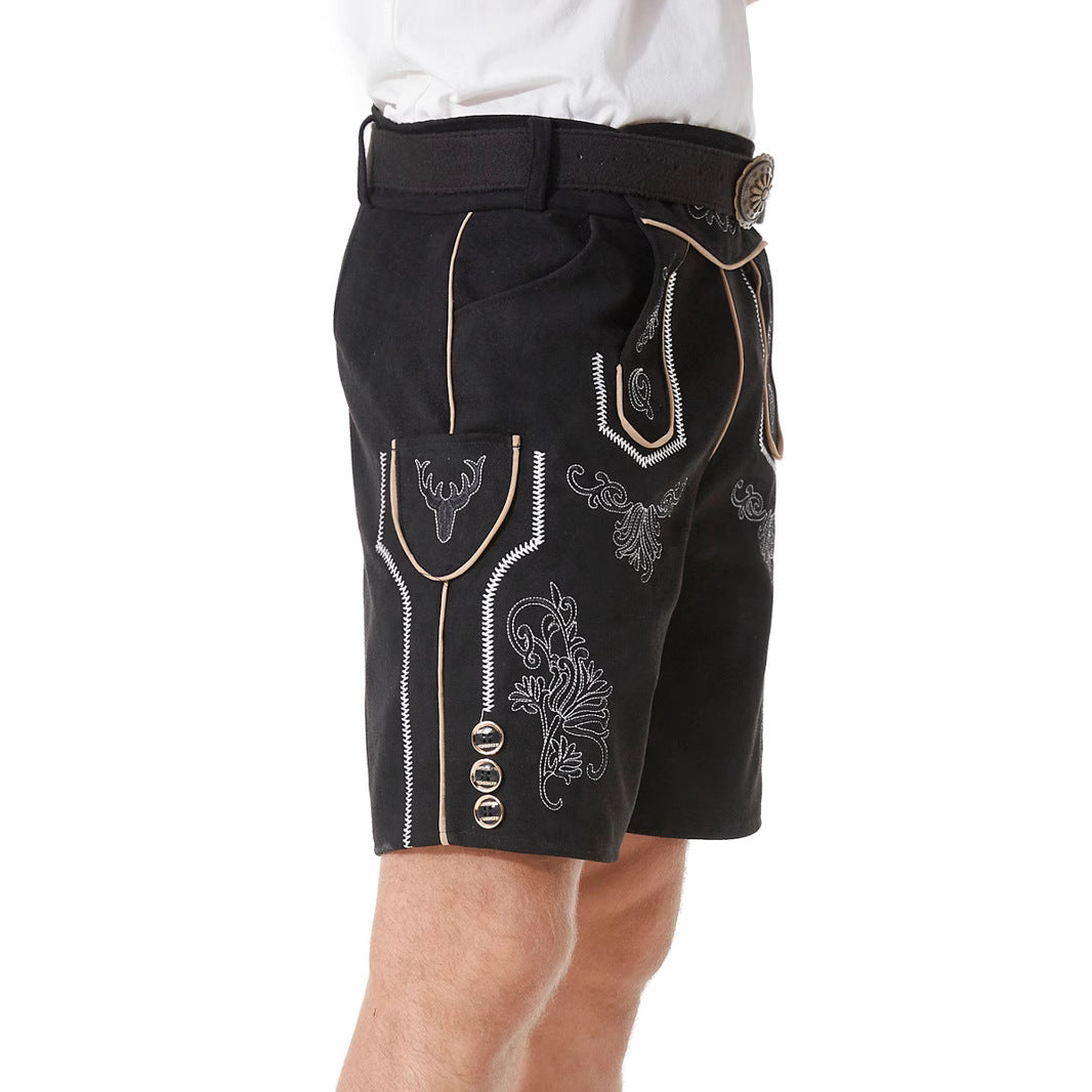 Seitliche Ansicht der kurzen Trachtenlederhose für Herren