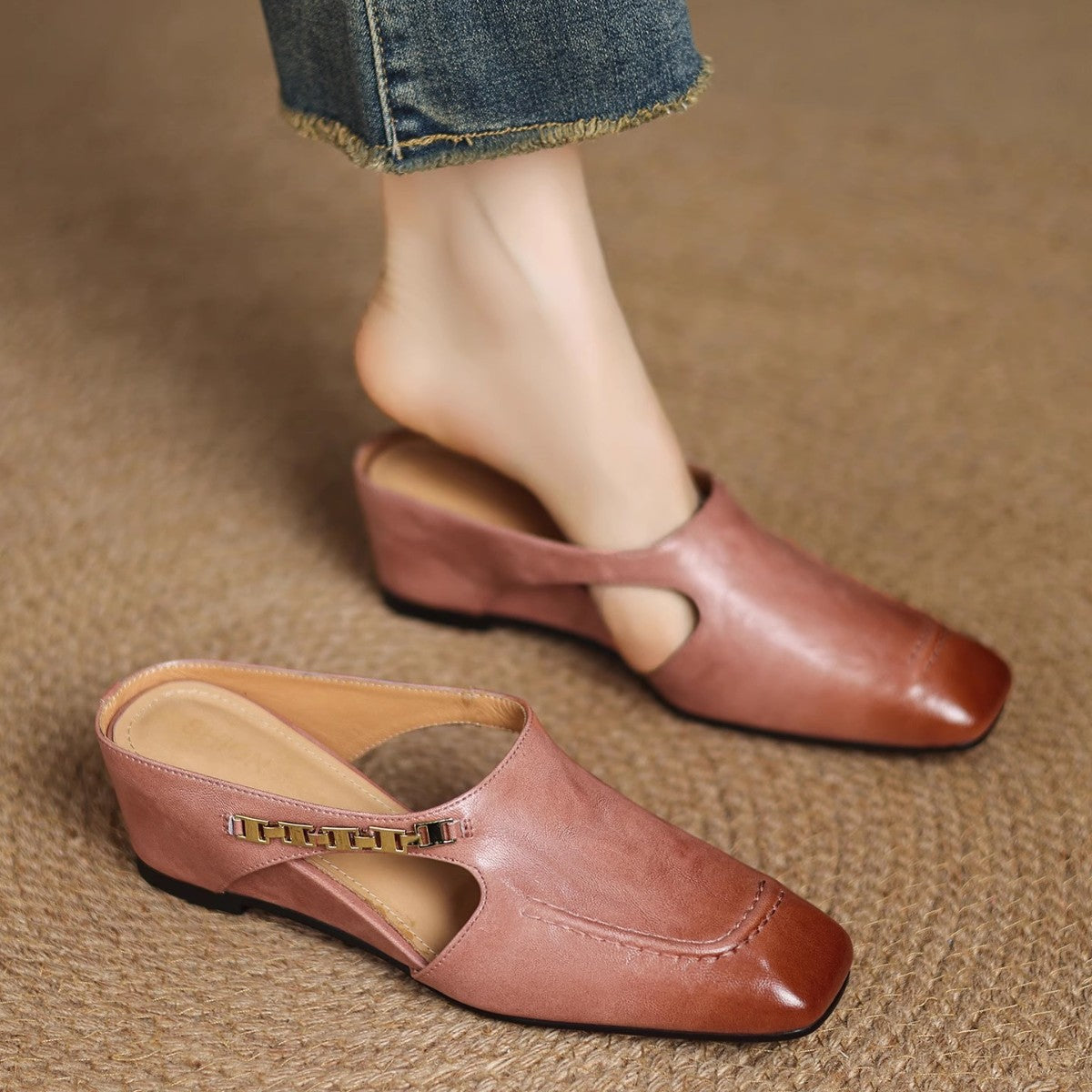 Damen-Slipper Mit Gepolstertem Fußbett Und Offener Ferse