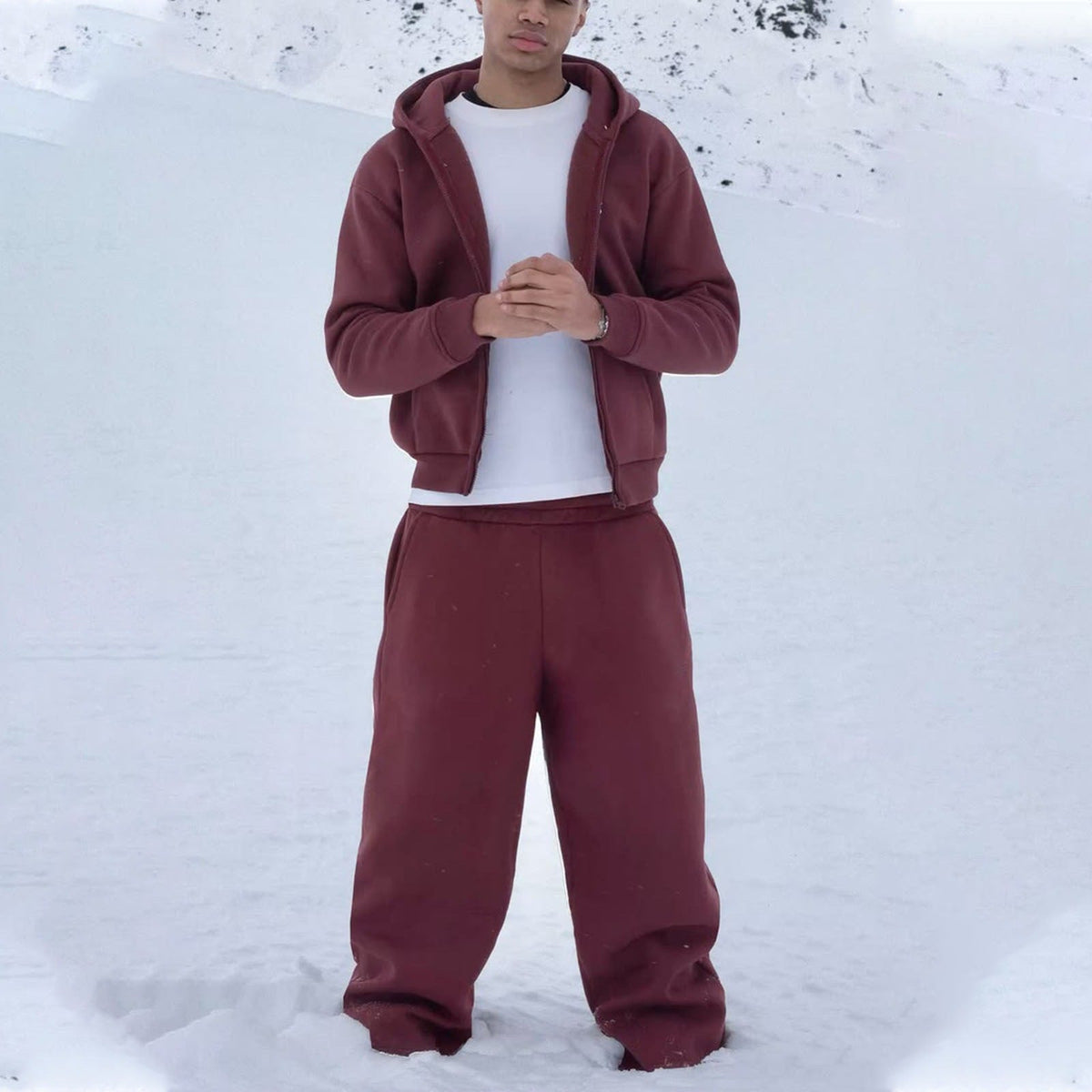 Herren Oversize Set mit Zip-Hoodie und Relaxed Sweatpants