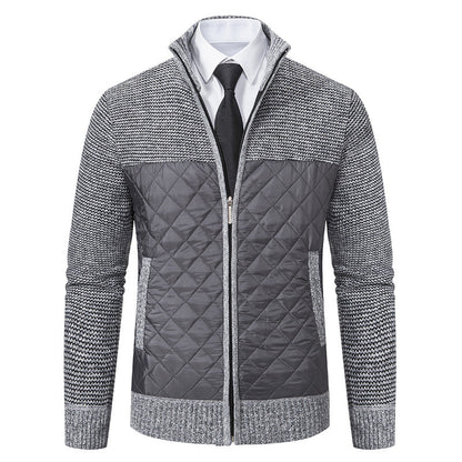 Herren-Hybridstrickjacke mit gestrickten Partien und Diamantsteppung