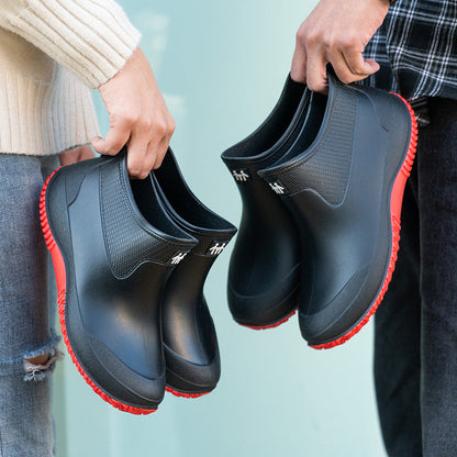 Herren-Gummistiefel mit kurzem Schaft und griffiger Profilsohle