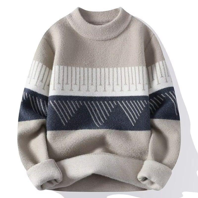 Men's sweater for autumn with round neckline and Nordic pattern