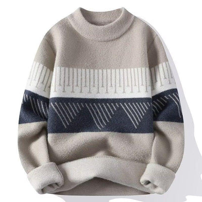 Men's sweater for autumn with round neckline and Nordic pattern