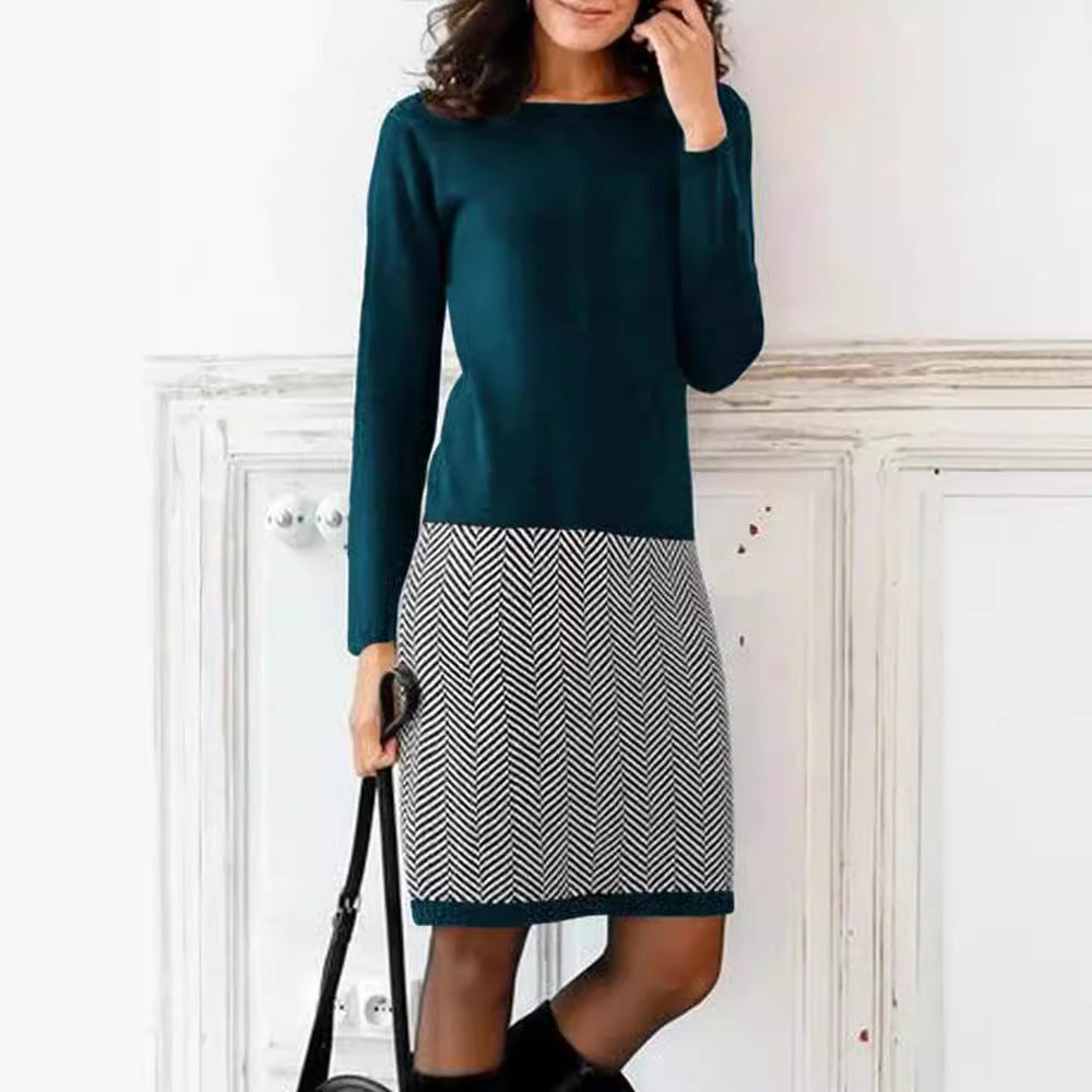 Damen-Strickkleid mit Chevron-Muster als vielseitiges Outfit