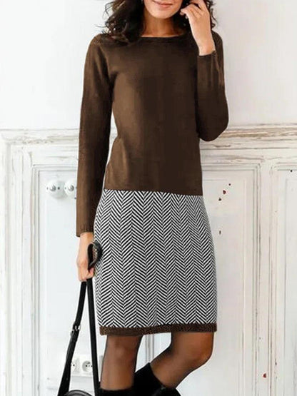 Damen Strickkleid Mit Chevron-Muster