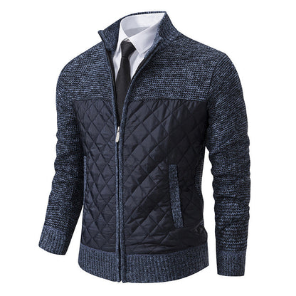 Herren Hybridstrickjacke Mit Diamantsteppung