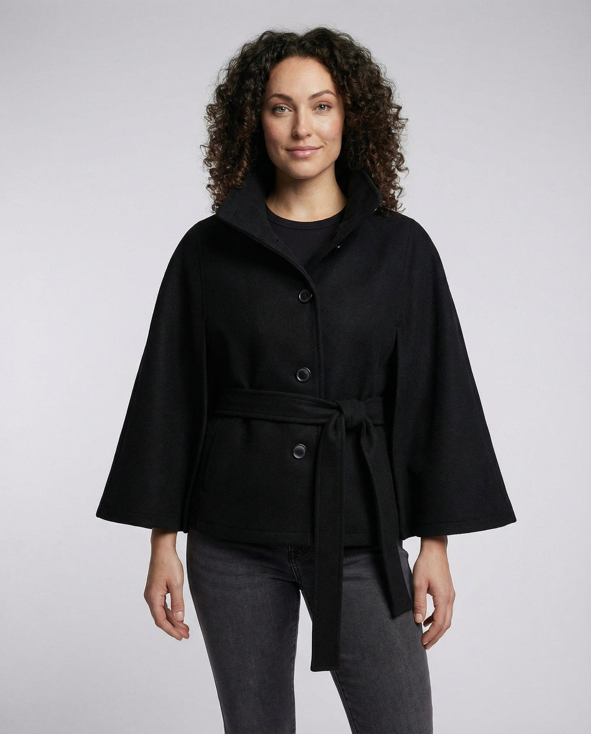 Damen Wickeljacke Mit Gürtel Lockere Passform