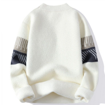 Men's sweater for autumn with round neckline and Nordic pattern