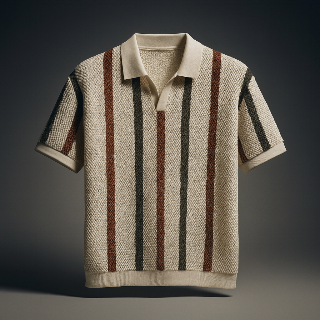 Men's Short-Sleeve Striped Polo Shirt – Relaxed Knit Fit