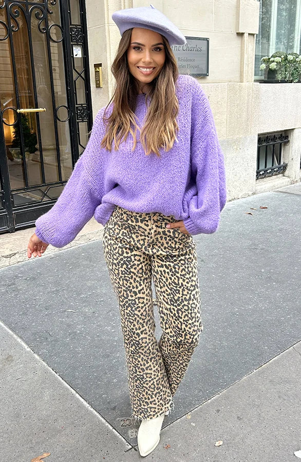 Damen Strickpullover Im Oversized-Look Mit Rundhalsausschnitt Und Ballonärmeln