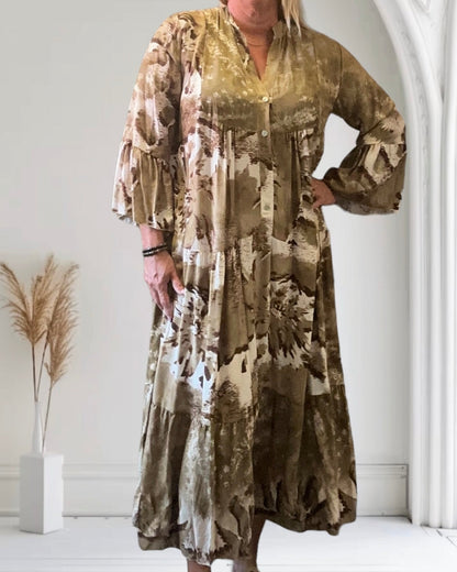 Damen Herbst Maxikleid mit weiter Passform und beige Farbe
