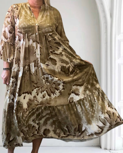 Damen Herbst Maxikleid mit weiter Passform und beige Farbe