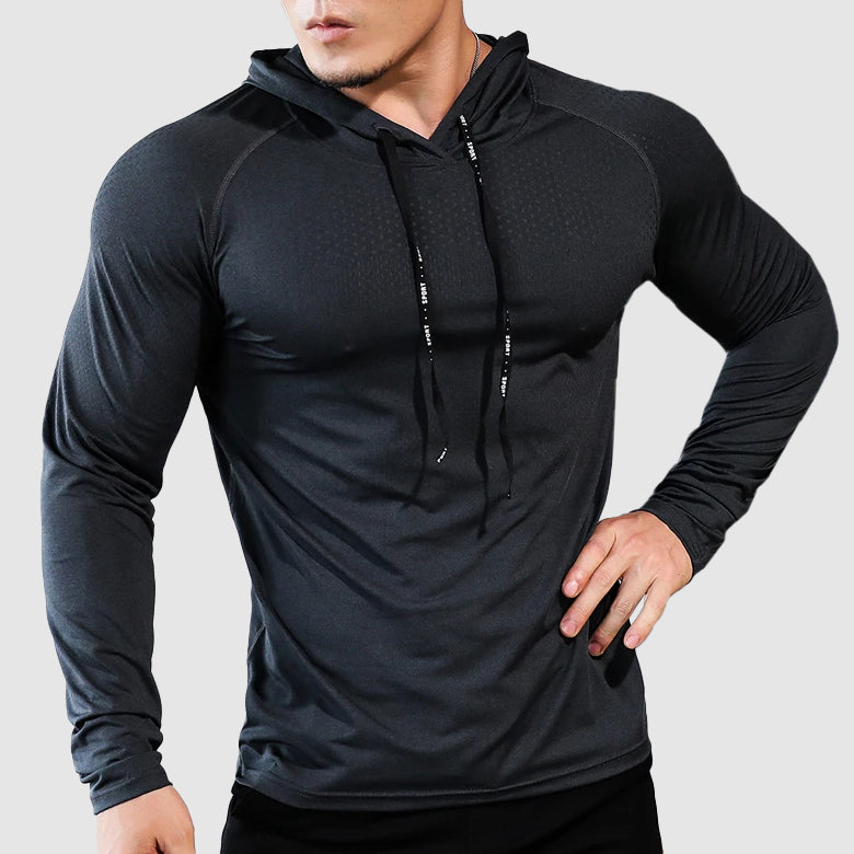 Men's Performance Gym Hoodie with Slim Fit and Quick-Dry Design