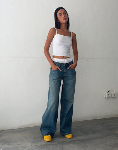 Women's Jeans Extra Wide Low Rise Vintage Wash