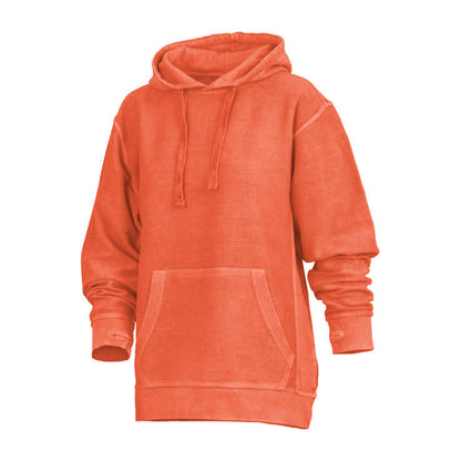 Damen Hoodie Mit Stone-Wash-Optik, Kängurutasche Und Daumenöffnungen