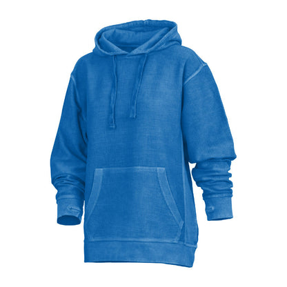 Damen Hoodie Mit Stone-Wash-Optik, Kängurutasche Und Daumenöffnungen