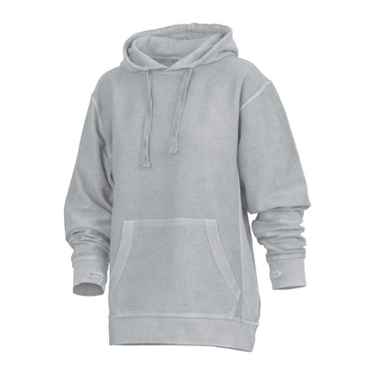 Damen Hoodie Mit Stone-Wash-Optik, Kängurutasche Und Daumenöffnungen