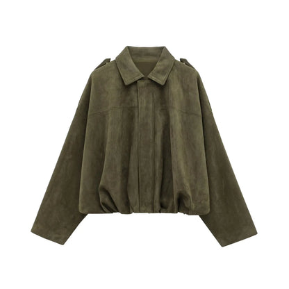 Damen Oversize Jacke Mit Wildleder Optik
