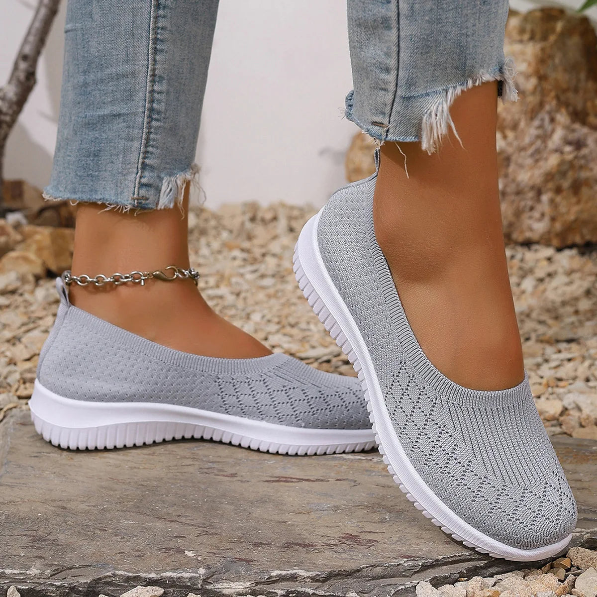 Damen Sommer Hausschuhe Atmungsaktiv Slip-On Rutschfest Fußunterstützung