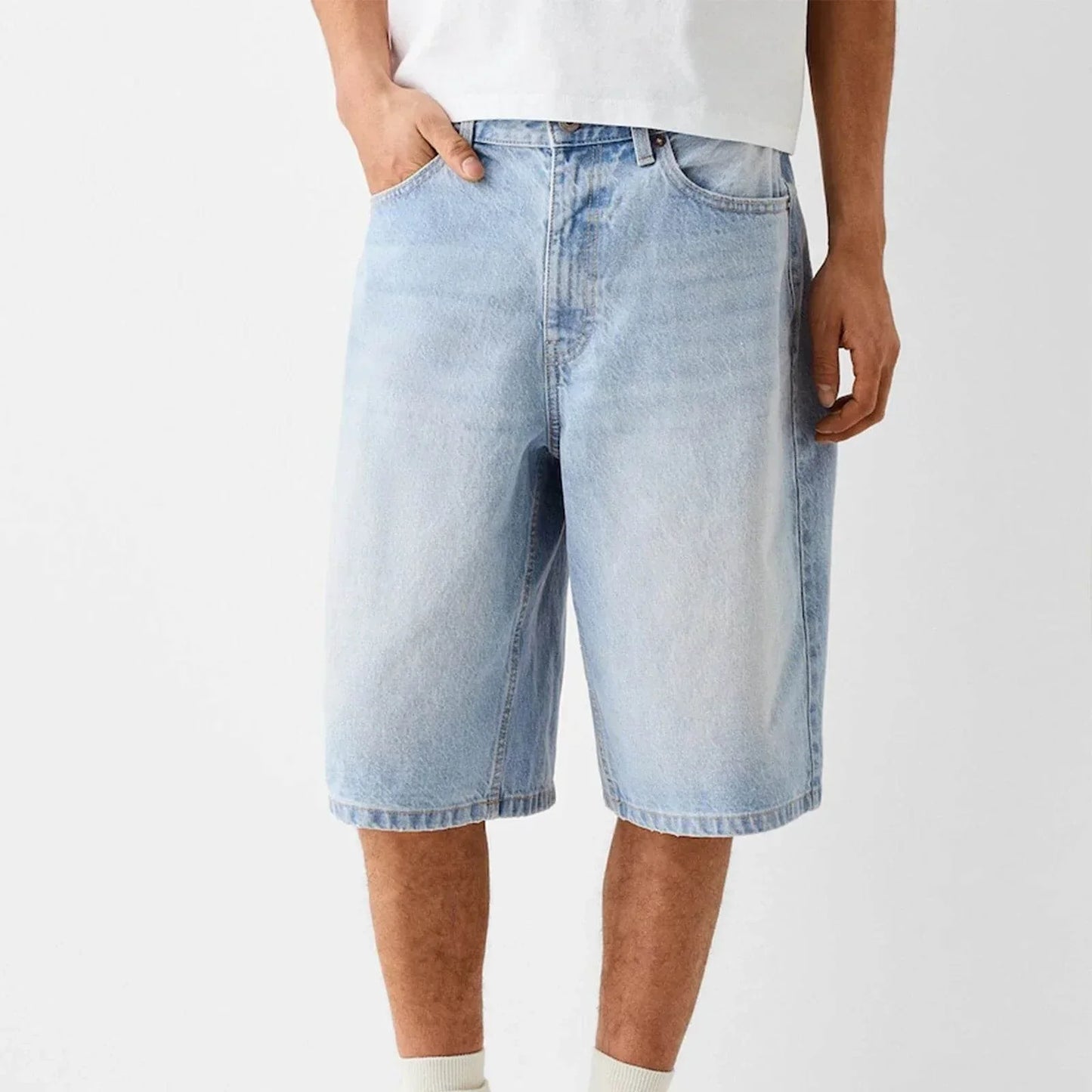 Herren Shorts Im Baggy Fit Unterhalb Des Knies Mit Vintage-Waschung