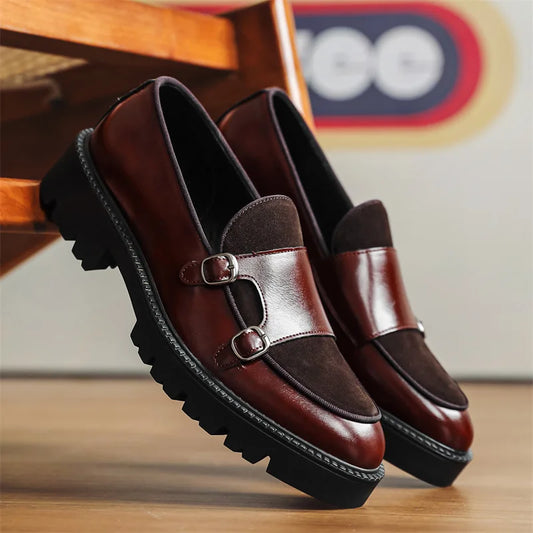 Herren-Loafer mit Doppelriemen und massiver Gummisohle