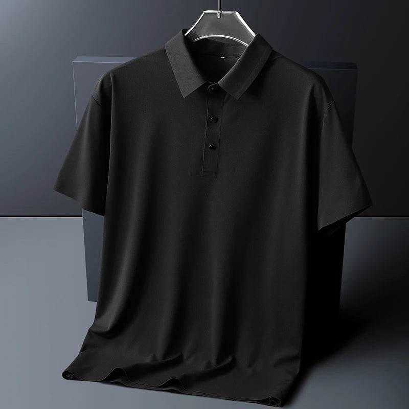 Men's polo shirt with moisture-wicking stretch function and wrinkle-resistant fit
