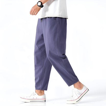 Herren Cropped Hose mit Relaxed Fit und Kordelzugbund – Atmungsaktives Design