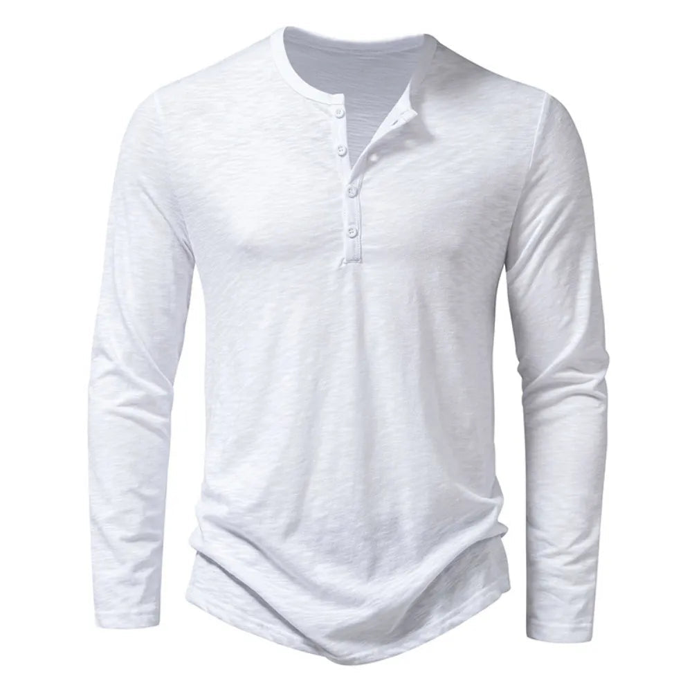 Herren Henley Shirt mit Schmaler Passform und Langarm