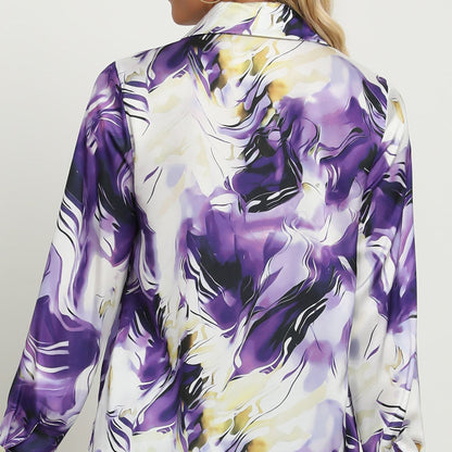 Women's Shirt with Marble Print Flowing Fit