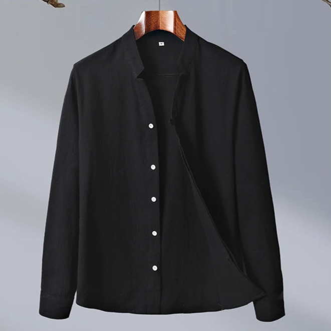 Herren Sommerhemd Stehkragen Angepasste Passform