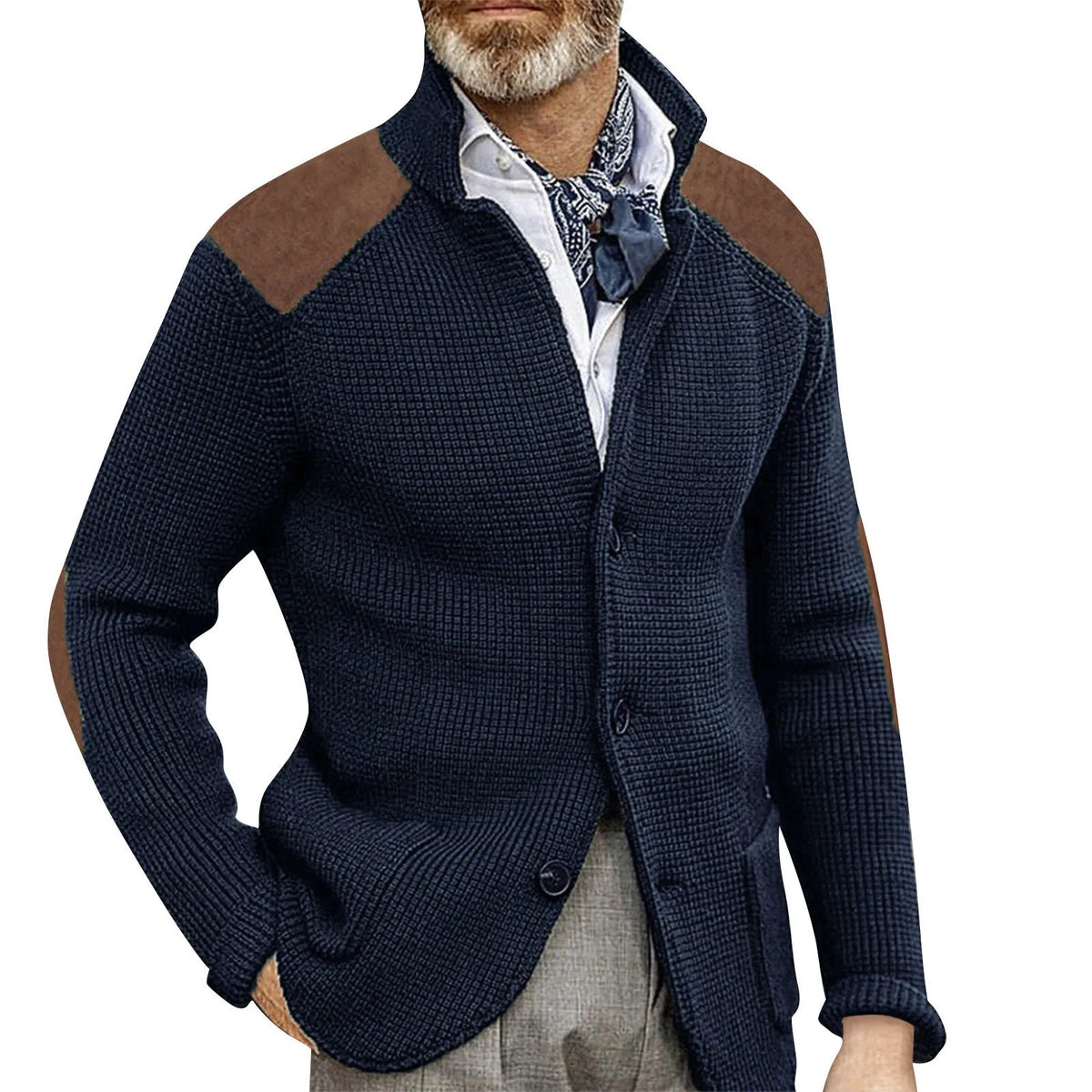 Herren-Strickjacke mit sichtbarer Knopfleiste