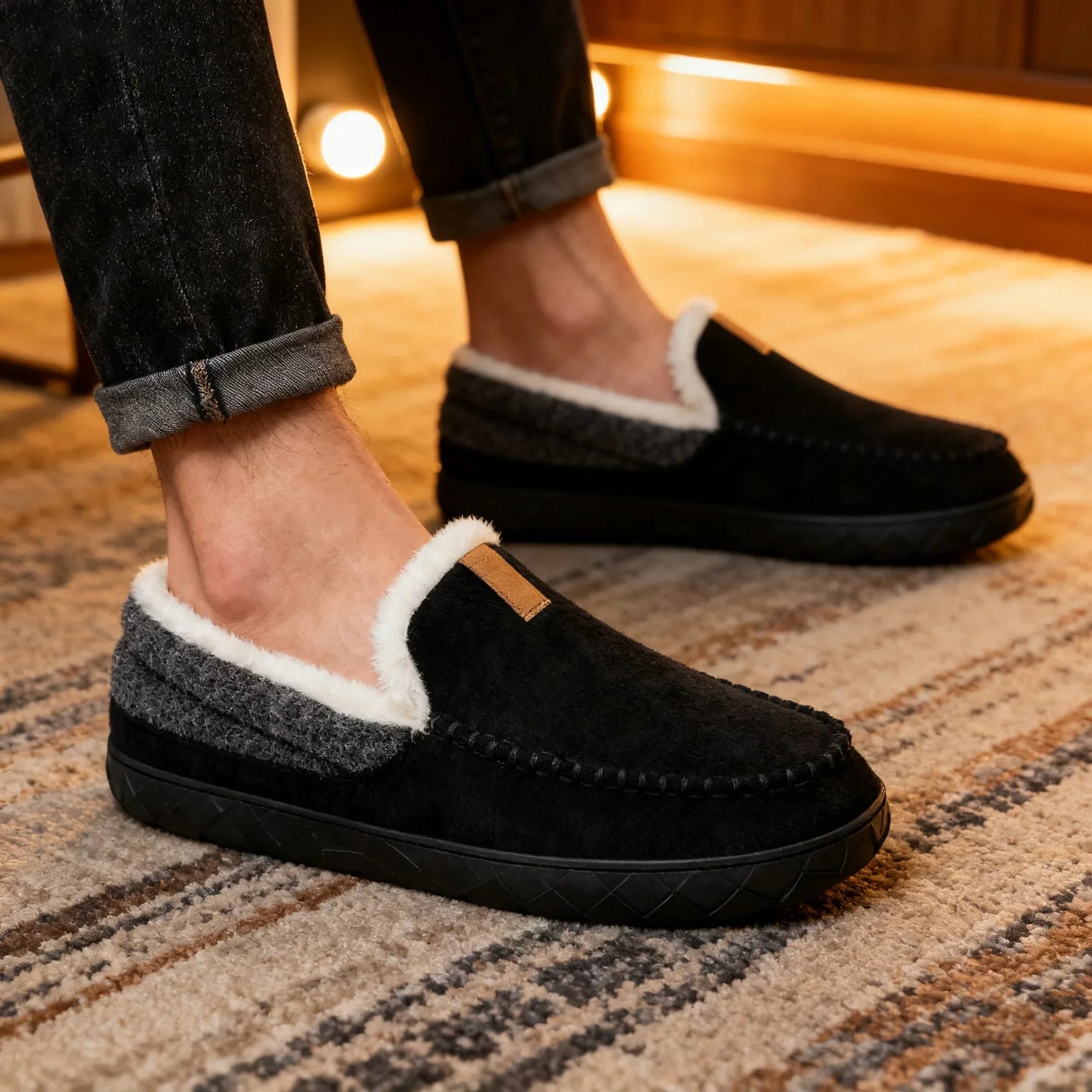 Men's Autumn Slip-On Shoes with Plush Lining, EVA Sole, and Non-Slip Outsole