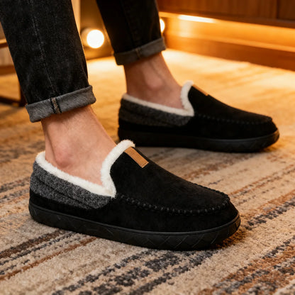 Men's Autumn Slip-On Shoes with Plush Lining, EVA Sole, and Non-Slip Outsole
