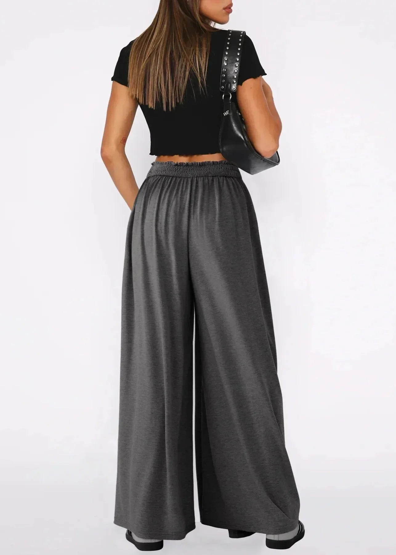 Damen Weite Hose mit Smockbund