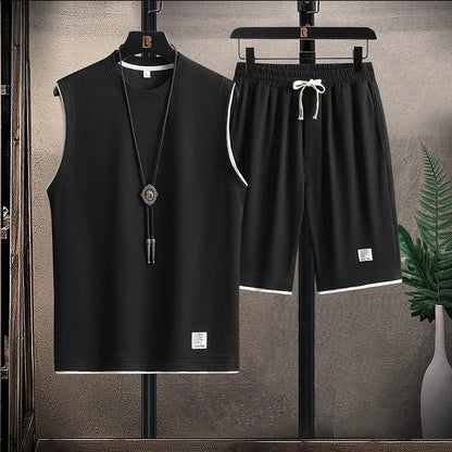 Herren Sommer Set mit Ärmellosem Oberteil und Kordelzug Shorts