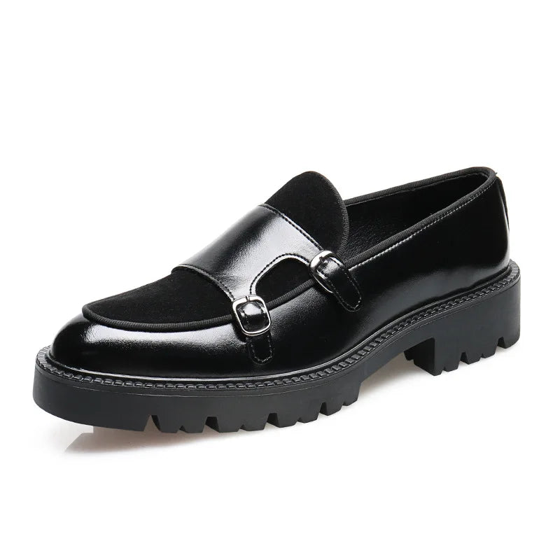 Herren-Loafer mit Doppelriemen und massiver Gummisohle