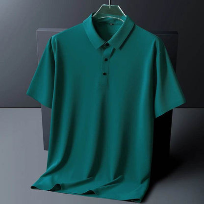Men's polo shirt with moisture-wicking stretch function and wrinkle-resistant fit