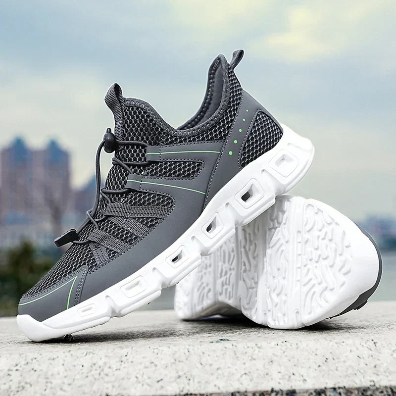 Herren Laufschuhe Mesh Obermaterial Schnell Schnürung Gepolsterte Sohle