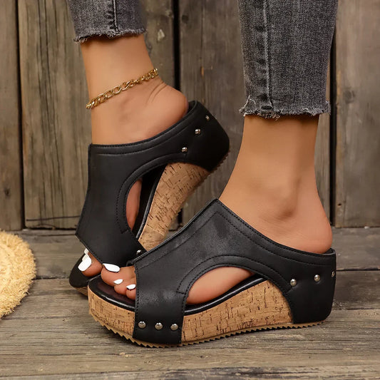 Keilsandalen Für Damen Mit Orthopädischer Fußgewölbeunterstützung Und Ziernieten