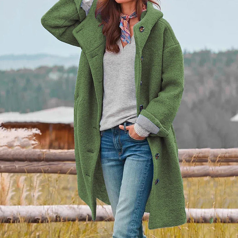 Eleganter warmer Wintermantel mit langem Schnitt für Damen