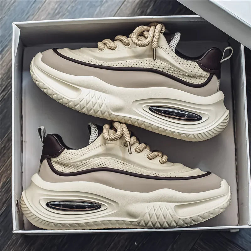 Herren Sneaker Retro Stil Mesh Optik Dicke Sohle Schnürung