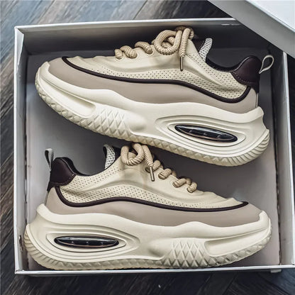 Herren Sneaker Retro Stil Mesh Optik Dicke Sohle Schnürung