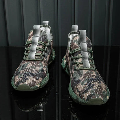Men's Sneakers Breathable Mesh Camouflage Design Thick Sole