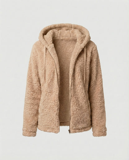 Damen Teddy-Fleecejacke Lang Geschnitten
