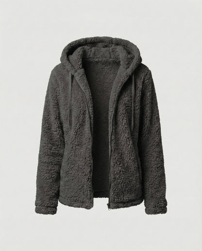 Damen Teddy-Fleecejacke Lang Geschnitten