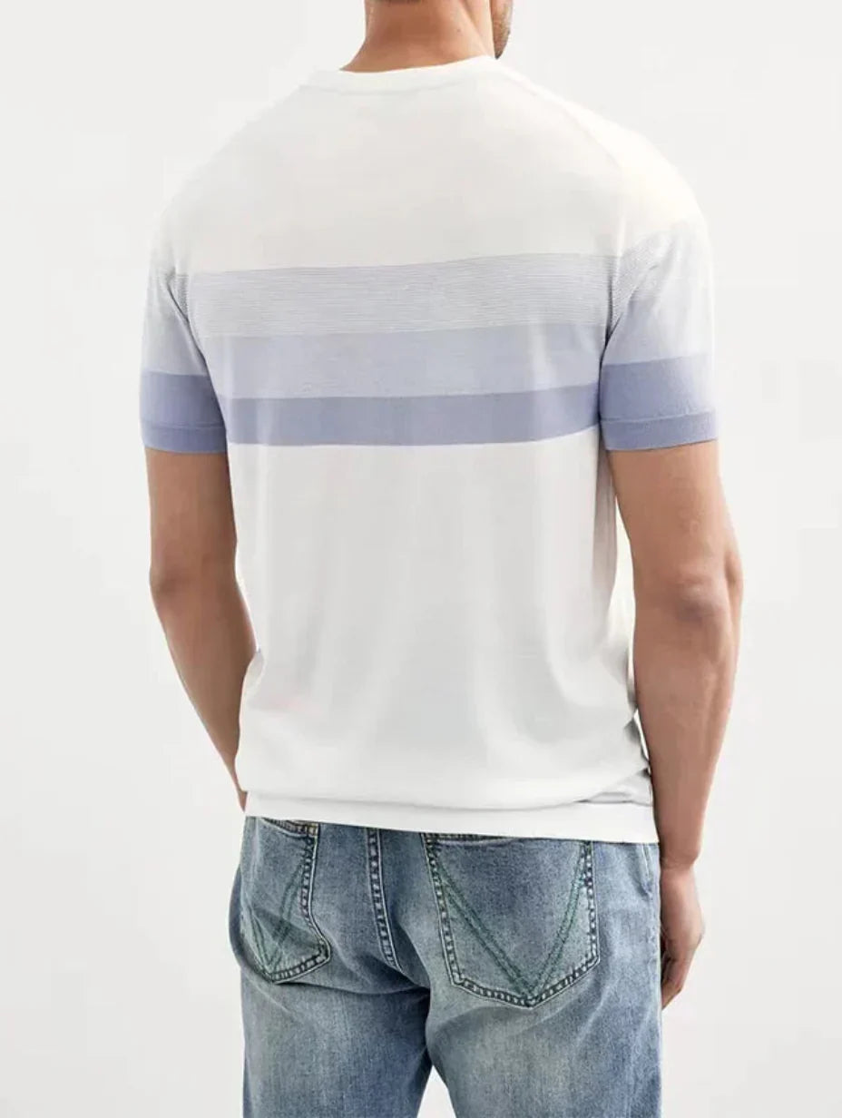 Herren T-Shirt Kurzarm Gestreift – Strick Regular Fit